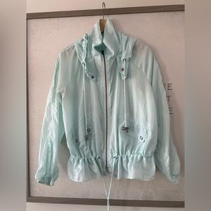 FP mint green parachute zip up jacket, size medium